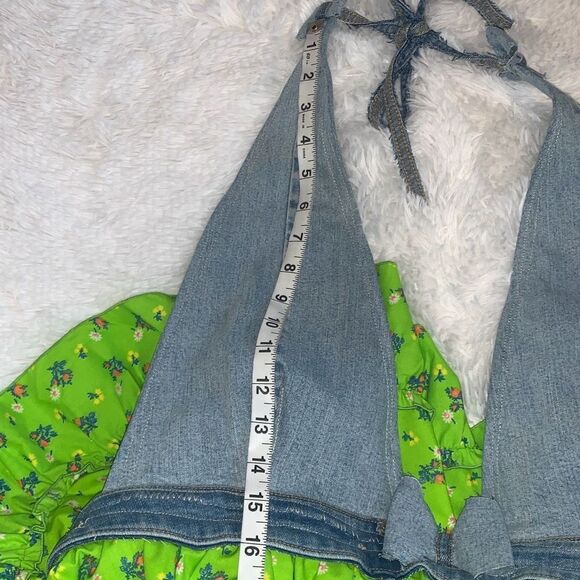 NWT Vintageinc Handmade Denim Halter Top Full Circle Dress Free Size - Picture 16 of 16